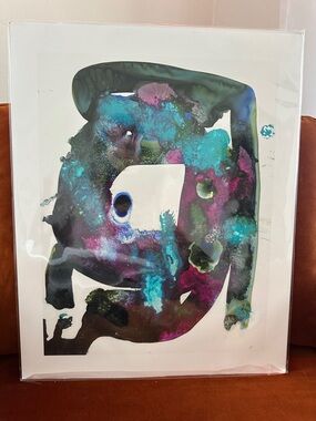 Abstract Fluid Art Print in Teal, Magenta and Black - Home Art